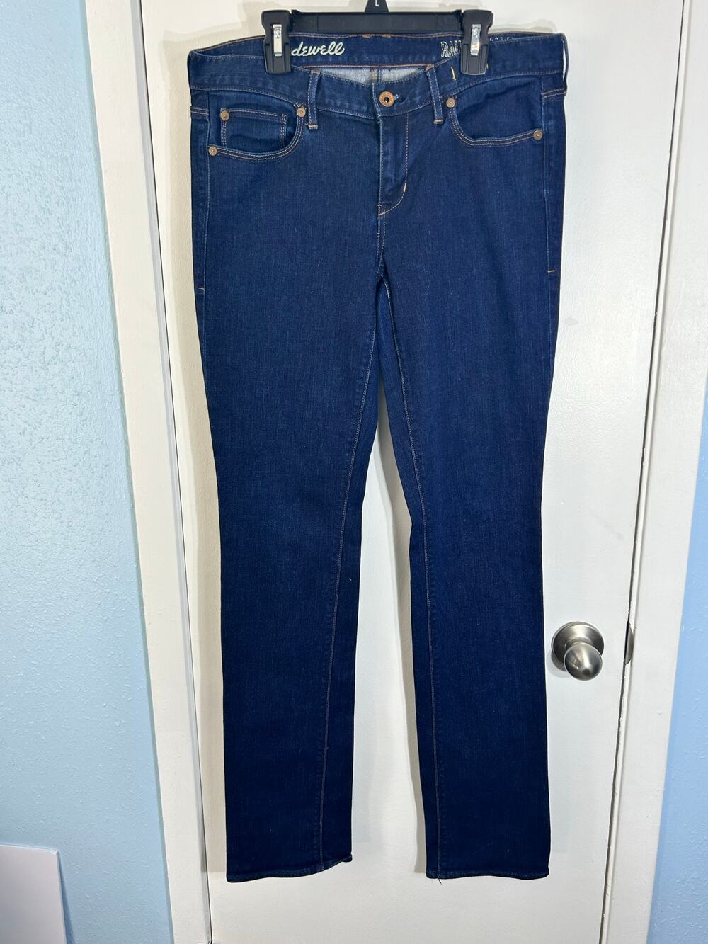 Madewell Jeans Size 29x34 Low Rise Dark Wash Rail Straight Preppy Officecore